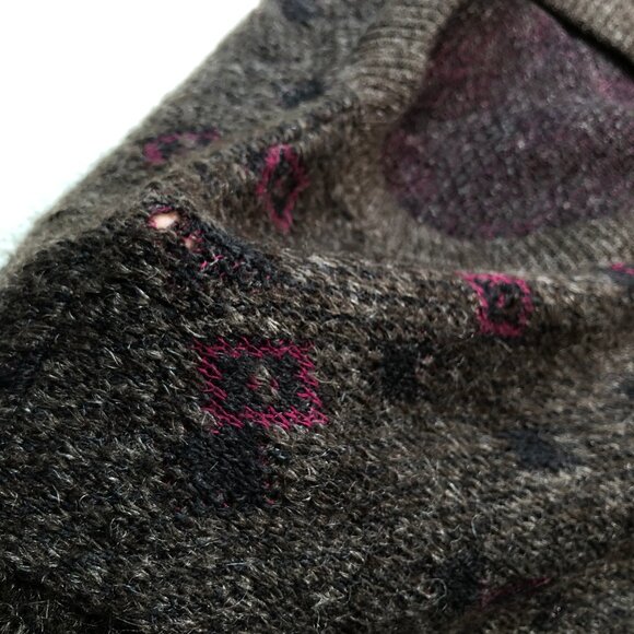 Ermenegildo Zegna Sweater Men's S Brown Geometric Wool Mohair Nylon V Neck HOLES - Picture 8 of 16